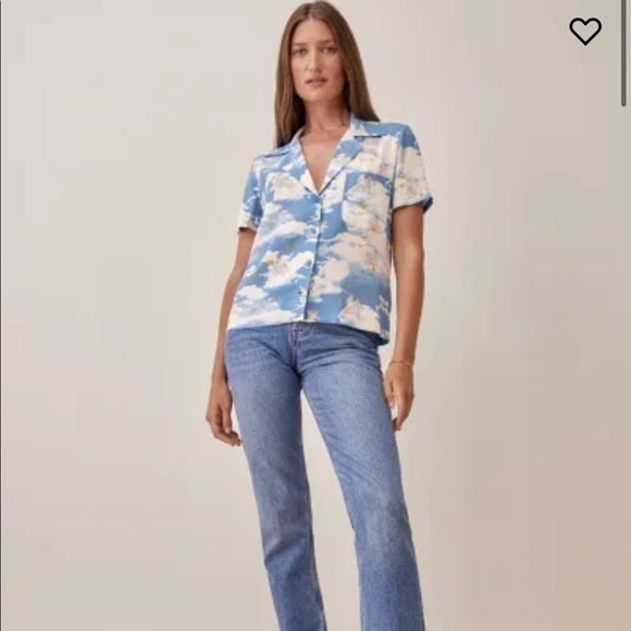 Reformation Cuba top- size small- print Cielo - Picture 1 of 4